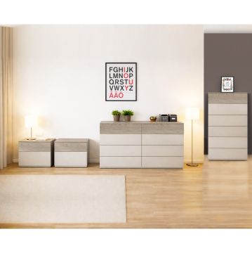 GRUPPO LETTO MOD. FAVORITA CASHMERE OPACO E ROVERE GESSATO 