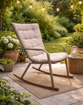 NARDI OUTDOOR - POLTRONA A DONDOLO MOD. FOLIO TABACCO CON CUSCINO