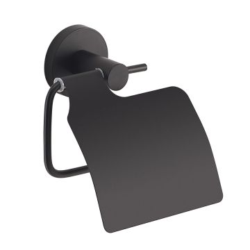 LINEA FELCE PLUS - PORTA ROTOLO COPERTO IN ACCIAIO INOX E CROMALL NERO MATT 