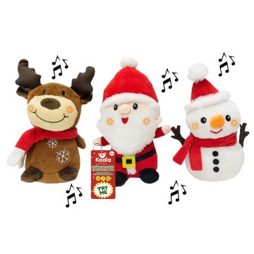 PELUCHE NATALIZI CON LUCI E MUSICA H. 24CM ASSORTITO