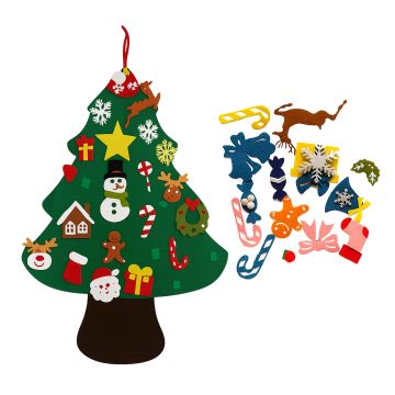 ALBERO DI NATALE IN FELTRO CON 41 DECORAZIONI E VELCRO 1MT