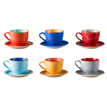 LINEA MEDITERRANEO - TAZZA CON PIATTINO IN GRES 125ML ASSORTITO
