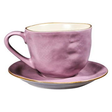 LINEA MEDITERRANEO - TAZZA CON PIATTINO IN GRES ROSA 125ML