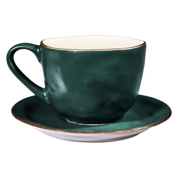 LINEA MEDITERRANEO - TAZZA CON PIATTINO IN GRES VERDE SCURO 125ML