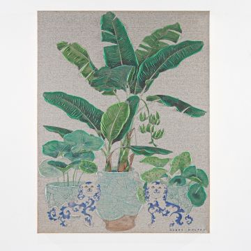 QUADRO TELA PIANTE CON CORNICE FOGLIA D'ORO 85X110CM SP 5CM