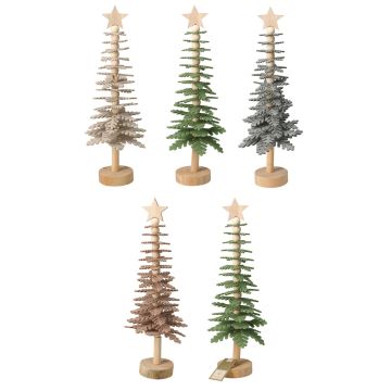 DECORAZIONE ALBERO DI LEGNO E FELTRO DA APPOGGIO H 37CM ASS.
