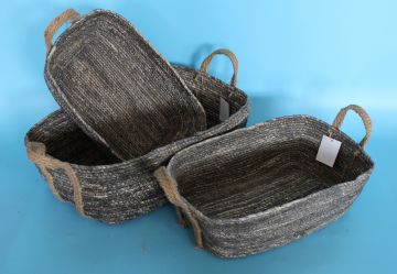 CESTO RETTANGOLARE IN CORDA CON MANICI 39X25X12CM  