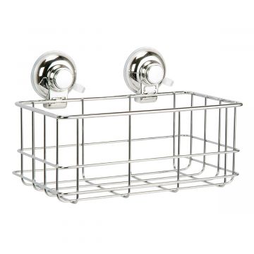 LINEA HOT - PORTAOGGETTI DOCCIA RETTANGOLARE CROMATO A VENTOSA 26,2X15,7X17CM