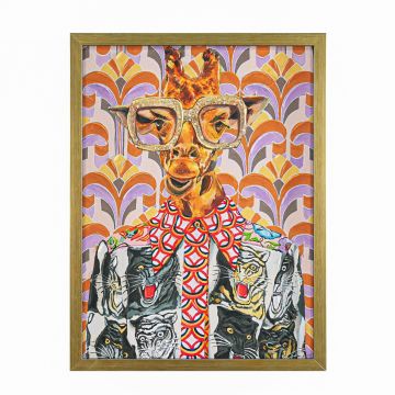 QUADRO TELA GIRAFFA CON CORNICE EFFETTO LEGNO 45X60CM SP 4CM
