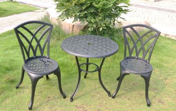 SET BISTO' TAVOLO + 2 SEDIE DA ESTERNO MOD. PADOVA IN ALLUMINIO PRESSOFUSO ANTRACITE