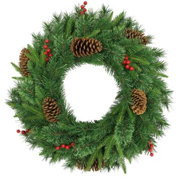 CORONA VERDE CON 35 LED BIANCO CALDO DIAM. 60CM 