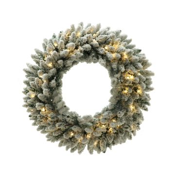 CORONA INNEVATA CON 35 LUCI LED BIANCO CALDO DIAM. 60CM 