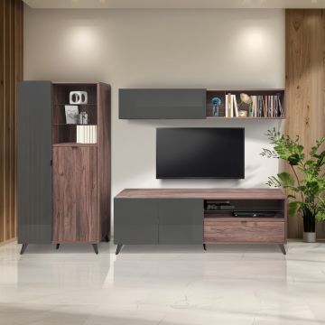 COMPOSIZIONE MOD. INFINITO NOCE BRERA E GRIGIO TITANIO LUCIDO