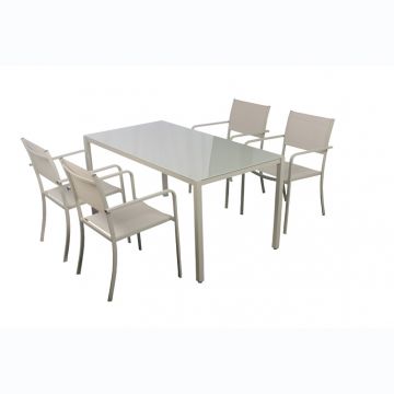 TAVOLO IN ACCIAIO E VETRO TEMPERATO