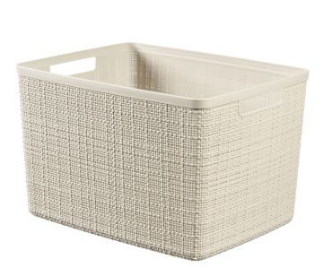 CESTO IN PLASTICA RICICLATA MOD. JUTE L 36X28 H 23CM 20LT BIANCO