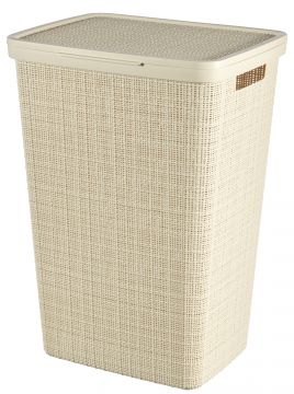 PORTABIANCHERIA IN PLASTICA RICICLATA MOD. JUTE 43X34 H. 60CM 58LT BIANCO