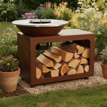 BRACIERE A LEGNA 115X97.5 H. 90CM IN METALLO CORTEN