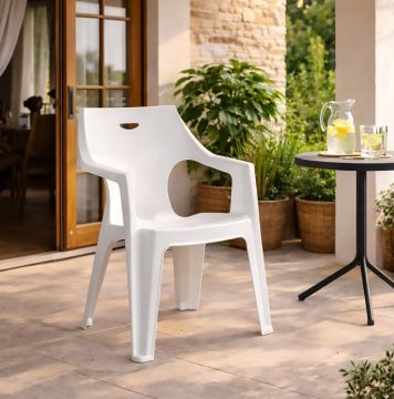 SEDIA DA ESTERNO MOD. KRETA IN POLIPROPILENE BIANCO