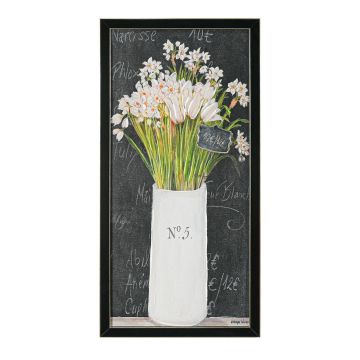 QUADRO TELA FLOREALE CON CORNICE IN MDF NERA 35X70CM SP 4CM