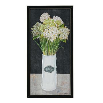 QUADRO TELA FLOREALE CON CORNICE IN MDF NERA 35X70CM SP 4CM