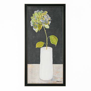 QUADRO TELA FLOREALE CON CORNICE IN MDF NERA 35X70CM SP 4CM