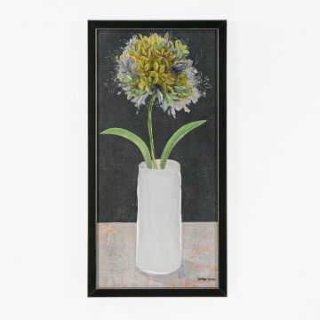 QUADRO TELA FLOREALE CON CORNICE IN MDF NERA 35X70CM SP 4CM