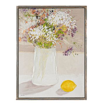 QUADRO TELA NATURA MORTA CON CORNICE IN LEGNO 75X100CM SP 5CM