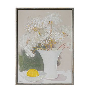 QUADRO TELA NATURA MORTA CON CORNICE IN LEGNO 75X100CM SP 5CM