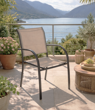 SEDIA DA ESTERNO MOD. PIAZZA ANTRACITE E TEXTILENE TORTORA