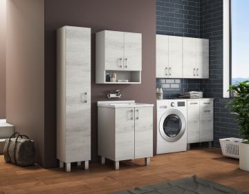LAVANDERIA COMPONIBILE BIANCA E OLMO BIANCO 
