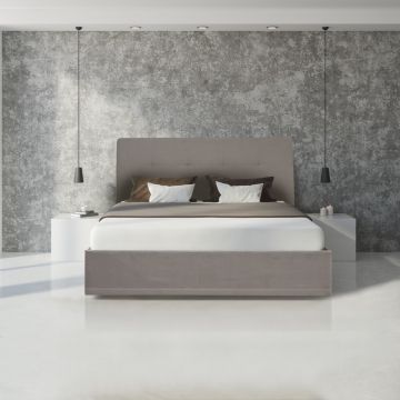 LETTO MATRIMONIALE CONTENITORE MOD. NAPOLI IN TESSUTO TORTORA 
