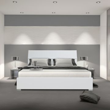 LETTO MATRIMONIALE CON GIROLETTO BIANCO EFFETTO LEGNO 