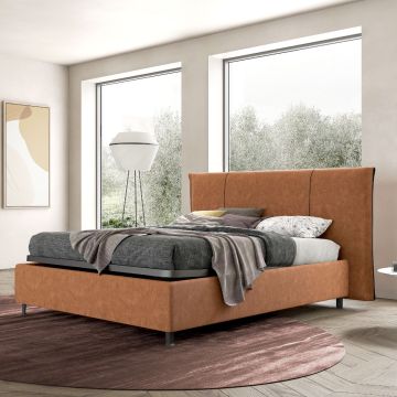 LETTO MATRIMONIALE CONTENITORE IN TESSUTO TERRACOTTA