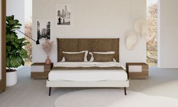 LETTO MATRIMONIALE NARA CON GIROLETTO CALCE ED ECOPELLE VINTAGE