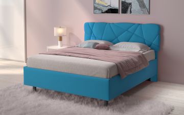 LETTO MATRIMONIALE CONTENITORE MOD. POP TESSUTO LYCRA AZZURRO