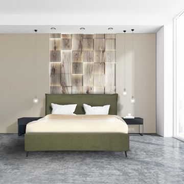 LETTO MATRIMONIALE CONTENITORE MOD. CHANEL IN TESSUTO VERDE 