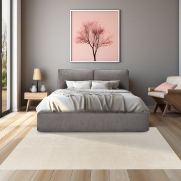 LETTO MATRIMONIALE CONTENITORE MOD. ADELE IN TESSUTO GRIGIO