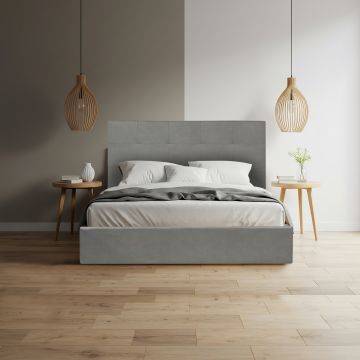 LETTO MATRIMONIALE CONTENITORE MOD. NAPOLI IN TESSUTO GRIGIO 