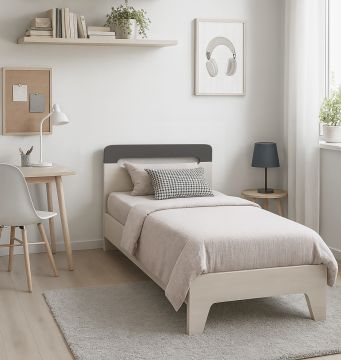 LETTO SINGOLO CON GIROLETTO MOD. OBLO NORDICO E GRAFITE