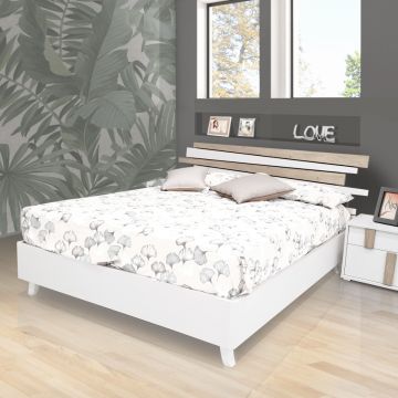 010679 - Letto contenitore imbottito 120x200 similpelle cappuccino Goya 