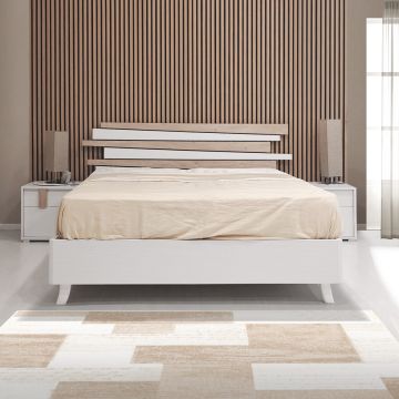 LETTO MATRIMONIALE CON CONTENITORE MOD. TWIN FRASSINO NUVOLA E ROVERE NODATO