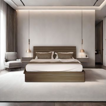 LETTO MATRIMONIALE CONTENITORE MOD. COLORADO OSSIDATO NOCE