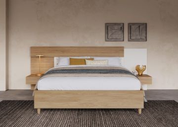 LETTO MATRIMONIALE CONTENITORE MOD. BOISERIE CANAPA E NOCE