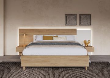LETTO MATRIMONIALE CONTENITORE MOD. BOISERIE CANAPA E NOCE