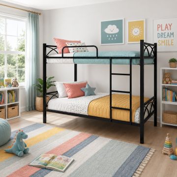LETTO A CASTELLO MOD. BUNK IN METALLO NERO 
