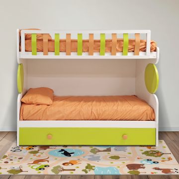 LETTO A CASTELLO MOD. JOB BIANCO, ALBICOCCA E PERA