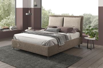 010679 - Letto contenitore imbottito 120x200 similpelle cappuccino Goya 