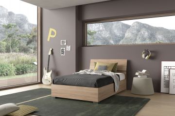 LETTO CONTENITORE IN LAMINATO NOCE CM 128X212 E H 97