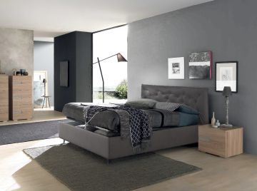LETTO MATRIMONIALE CONTENITORE IN ECOPELLE GRIGIO 