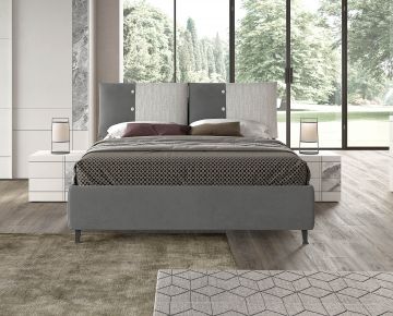 LETTO MATRIMONIALE CONTENITORE MOD. ORLANDO IN TESSUTO GRIGIO BICOLORE